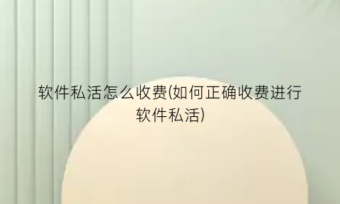 软件私活怎么收费(如何正确收费进行软件私活)