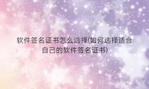 软件签名证书怎么选择(如何选择适合自己的软件签名证书)