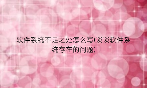 软件系统不足之处怎么写(谈谈软件系统存在的问题)