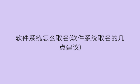 “软件系统怎么取名(软件系统取名的几点建议)
