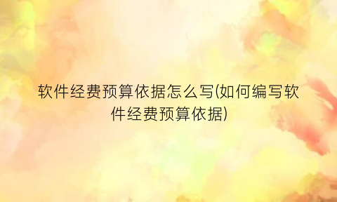 软件经费预算依据怎么写(如何编写软件经费预算依据)