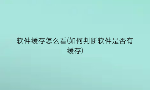 软件缓存怎么看(如何判断软件是否有缓存)