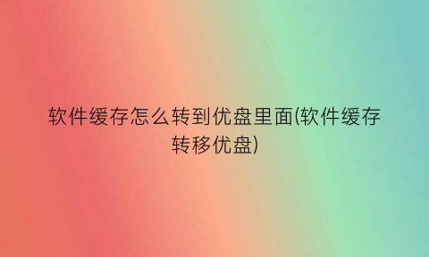 软件缓存怎么转到优盘里面(软件缓存转移优盘)