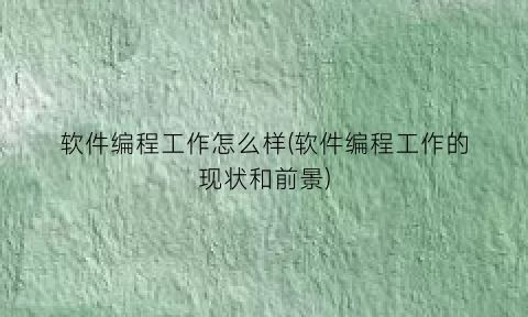 “软件编程工作怎么样(软件编程工作的现状和前景)