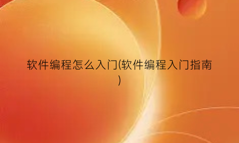 软件编程怎么入门(软件编程入门指南)