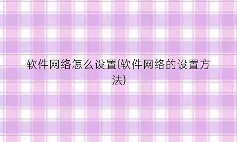 软件网络怎么设置(软件网络的设置方法)
