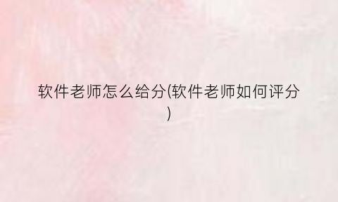 软件老师怎么给分(软件老师如何评分)