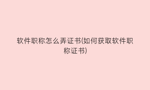 软件职称怎么弄证书(如何获取软件职称证书)