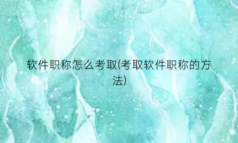 软件职称怎么考取(考取软件职称的方法)