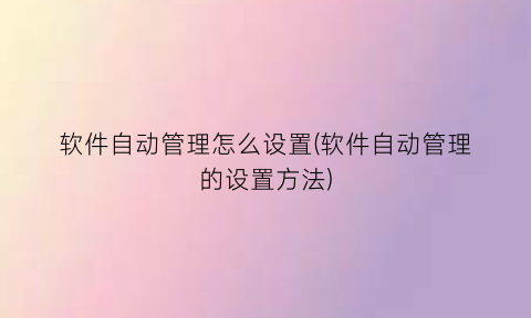 “软件自动管理怎么设置(软件自动管理的设置方法)