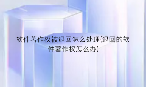 软件著作权被退回怎么处理(退回的软件著作权怎么办)