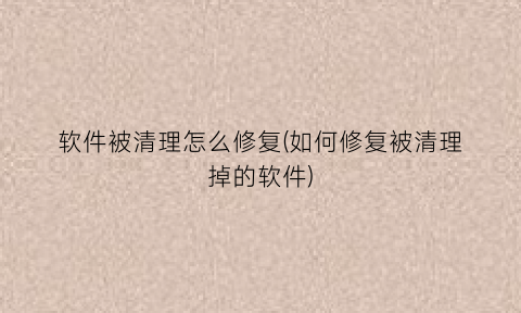 软件被清理怎么修复(如何修复被清理掉的软件)