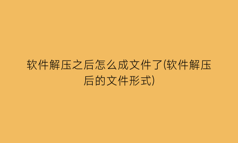 软件解压之后怎么成文件了(软件解压后的文件形式)