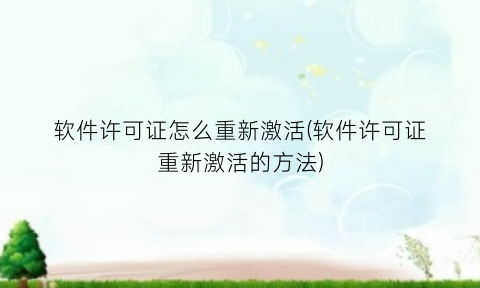 “软件许可证怎么重新激活(软件许可证重新激活的方法)
