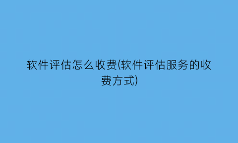 软件评估怎么收费(软件评估服务的收费方式)