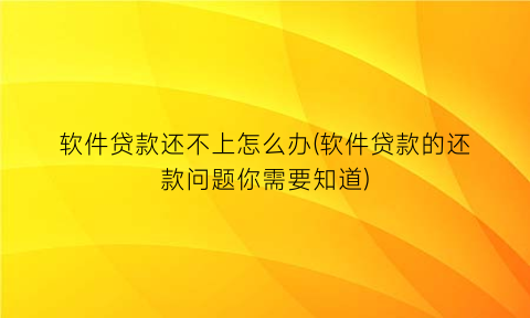 “软件贷款还不上怎么办(软件贷款的还款问题你需要知道)