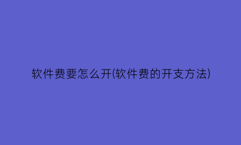 软件费要怎么开(软件费的开支方法)