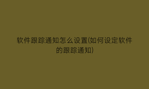 “软件跟踪通知怎么设置(如何设定软件的跟踪通知)