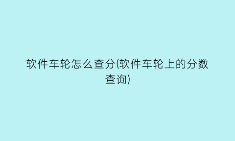 软件车轮怎么查分(软件车轮上的分数查询)