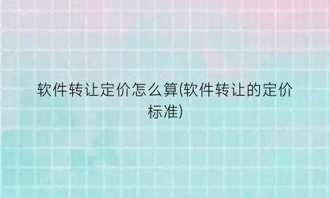 “软件转让定价怎么算(软件转让的定价标准)