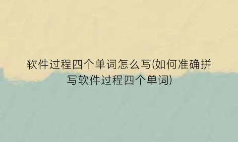 软件过程四个单词怎么写(如何准确拼写软件过程四个单词)