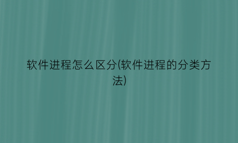 软件进程怎么区分(软件进程的分类方法)