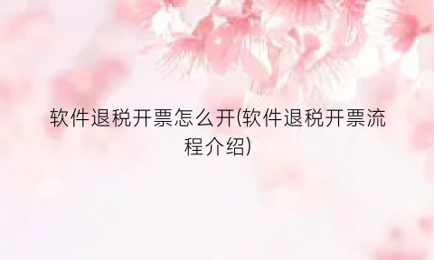 软件退税开票怎么开(软件退税开票流程介绍)