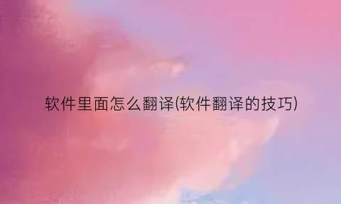 软件里面怎么翻译(软件翻译的技巧)