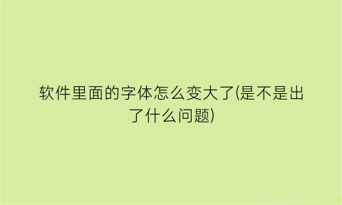 软件里面的字体怎么变大了(是不是出了什么问题)