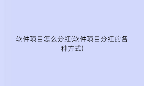 软件项目怎么分红(软件项目分红的各种方式)