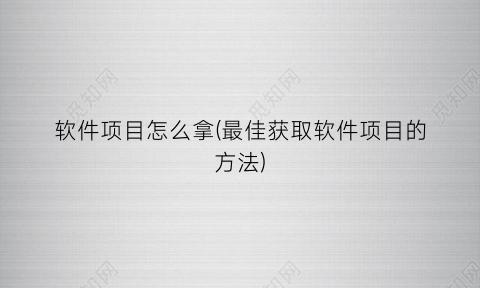 软件项目怎么拿(最佳获取软件项目的方法)