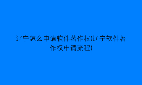 辽宁怎么申请软件著作权(辽宁软件著作权申请流程)