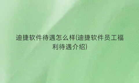 “迪捷软件待遇怎么样(迪捷软件员工福利待遇介绍)