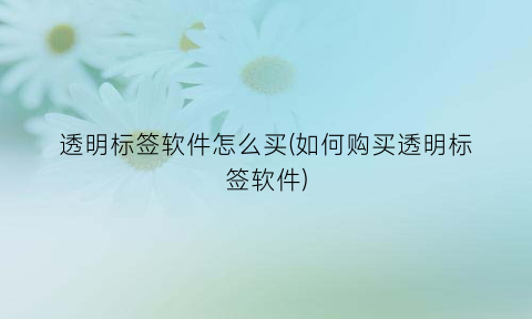 透明标签软件怎么买(如何购买透明标签软件)