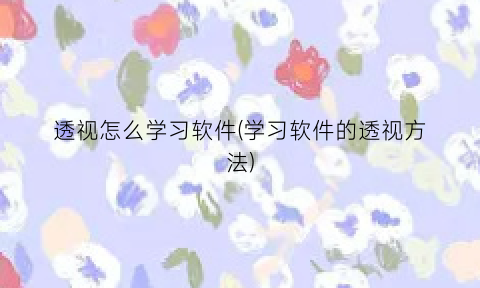 透视怎么学习软件(学习软件的透视方法)