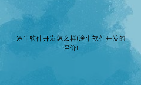 “途牛软件开发怎么样(途牛软件开发的评价)