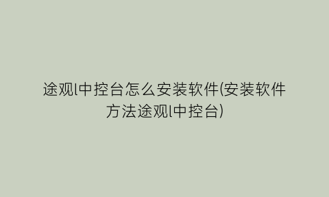 途观l中控台怎么安装软件(安装软件方法途观l中控台)