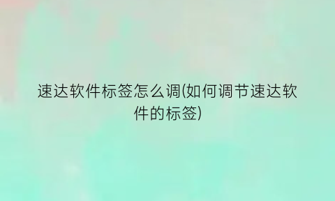 速达软件标签怎么调(如何调节速达软件的标签)