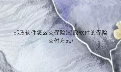 邮政软件怎么交保险(邮政软件的保险交付方式)