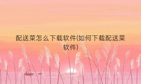 “配送菜怎么下载软件(如何下载配送菜软件)