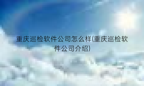 “重庆巡检软件公司怎么样(重庆巡检软件公司介绍)