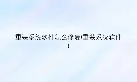 重装系统软件怎么修复(重装系统软件)