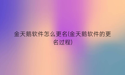 金天鹅软件怎么更名(金天鹅软件的更名过程)