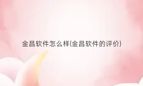 金昌软件怎么样(金昌软件的评价)