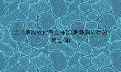 “金牌导购软件怎么样(金牌导购软件效果如何)