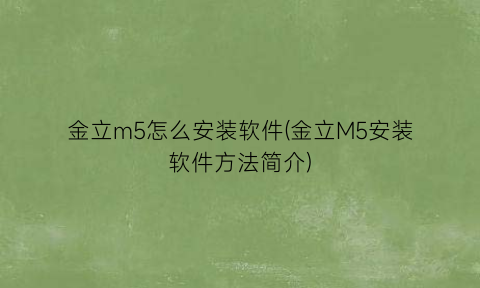 金立m5怎么安装软件(金立M5安装软件方法简介)