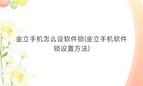 金立手机怎么设软件锁(金立手机软件锁设置方法)