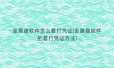 金算盘软件怎么套打凭证(金算盘软件的套打凭证方法)