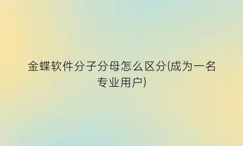 金蝶软件分子分母怎么区分(成为一名专业用户)