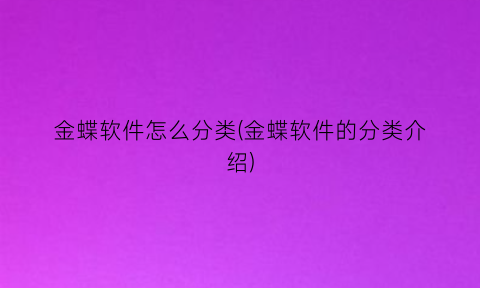 金蝶软件怎么分类(金蝶软件的分类介绍)